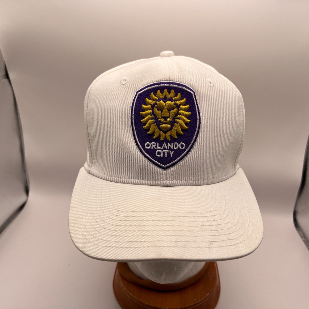 Adidas Orlando City SC Soccer Hat White Snapback Cap Embroidered Lion Logo